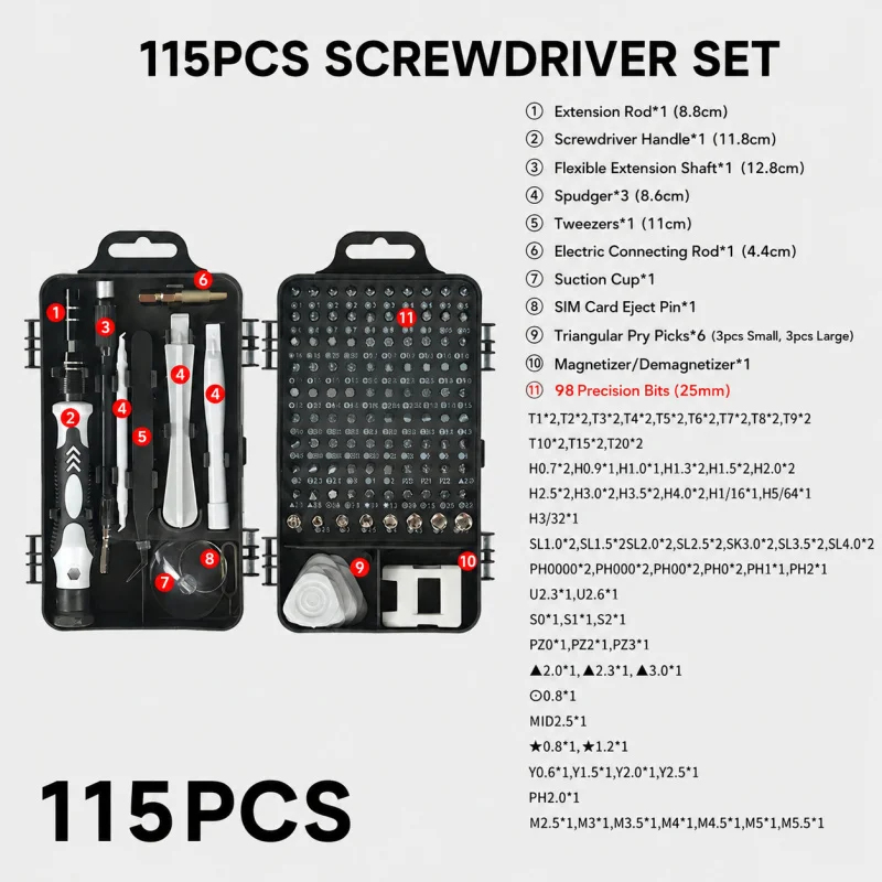 Portable 115in1 Magnetic Screw - Electronics Repair Equipment ulasan dan harga